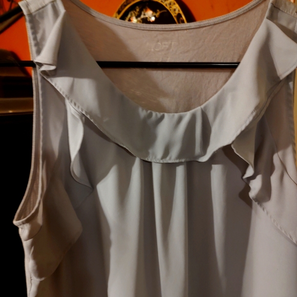 🩶Loft Dainty Soft French Silver Platinum Ruffled Organza Camisole Tank Top - LP - Picture 14 of 14